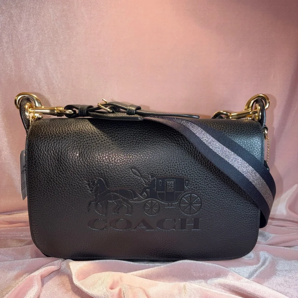 NWT Authentic Coach Jes Messenger Crossbody – Black Pebbled Leather F72703 - Picture 3 of 8